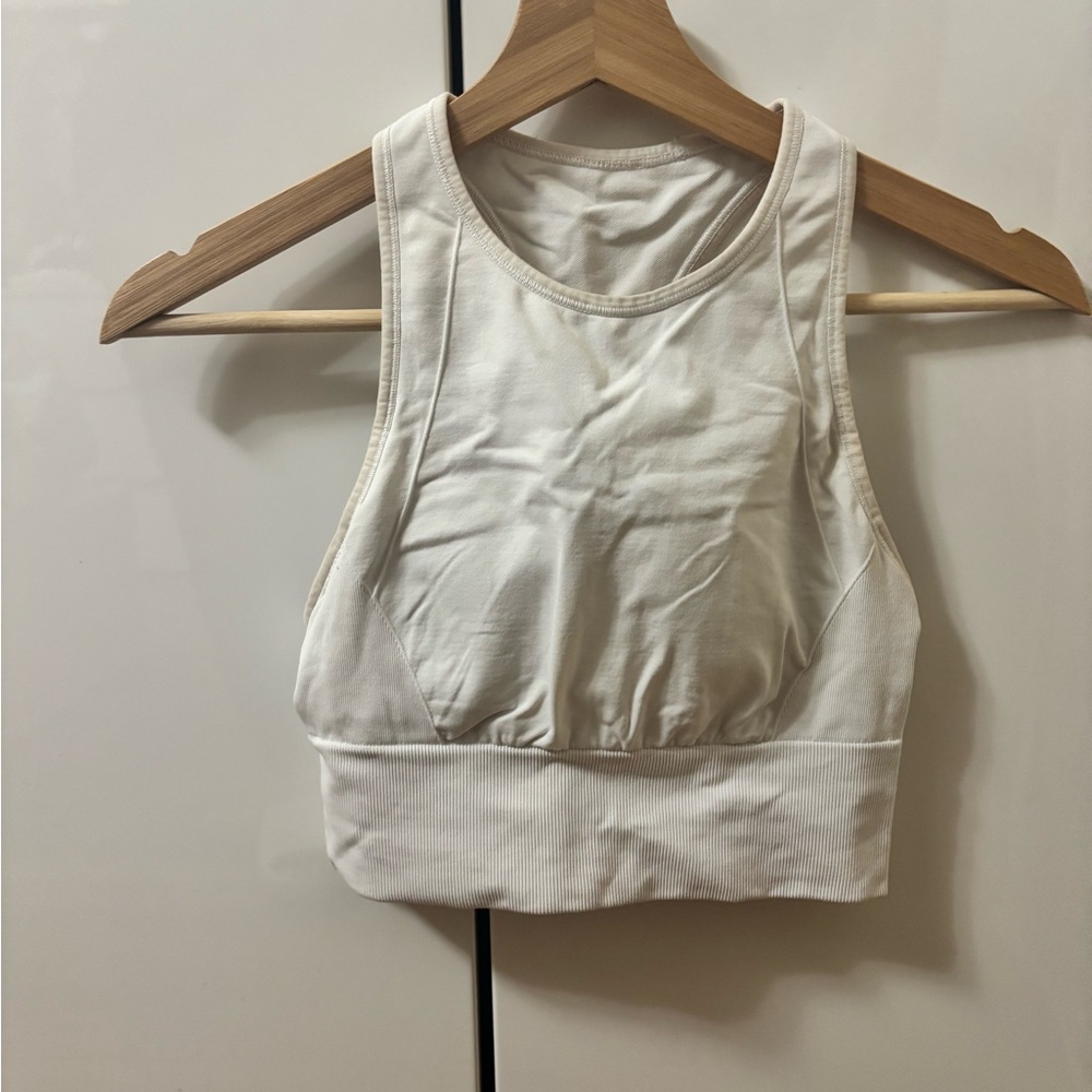 Lululemon White High Neck Sports Bra